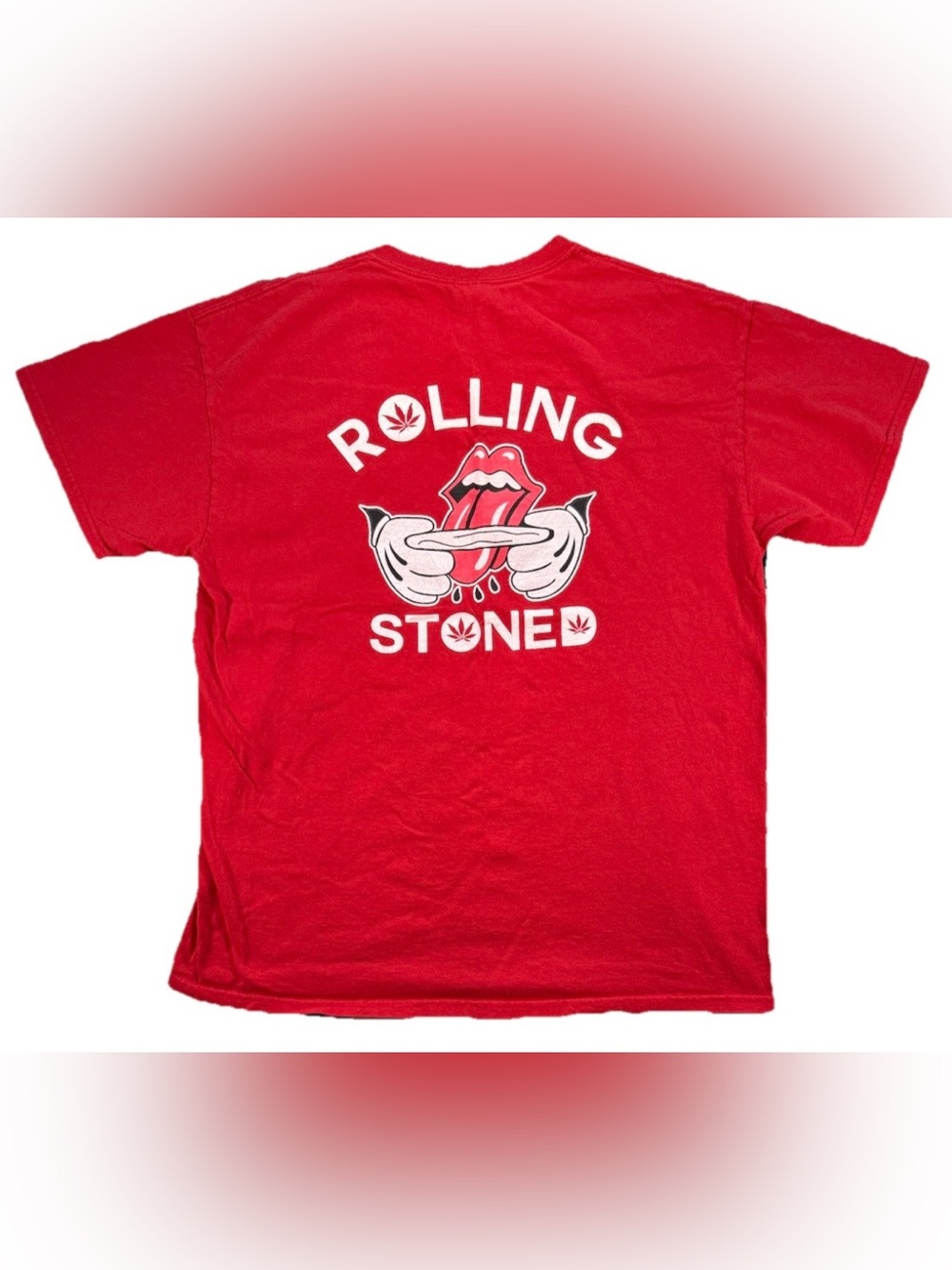 Rolling Stoned Weed Motorcycle T Shirt Men's Large Red 420 Funny Blunt Biker